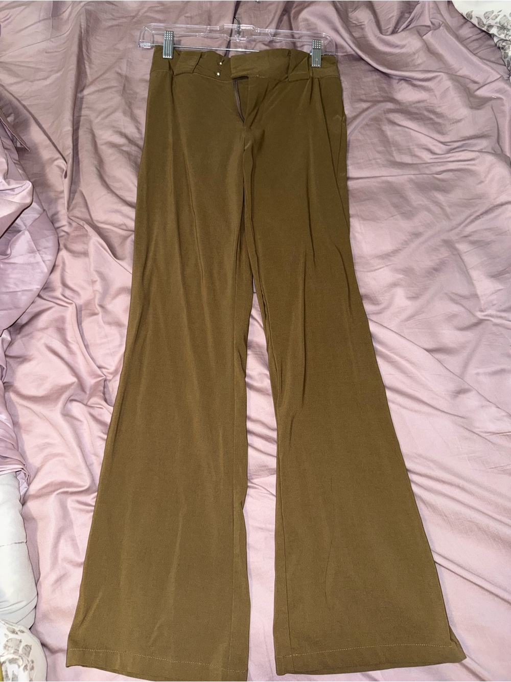 White Fox Boutique Tan Flared Dress Pants